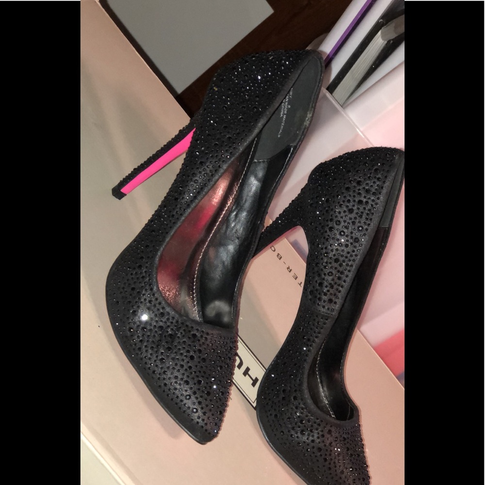 Black sparkle heels